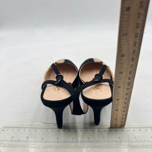 FOWT Gold Petal Decor Pointed Toe Slingback Pumps High Heel Slip on Sandals - Picture 5 of 8